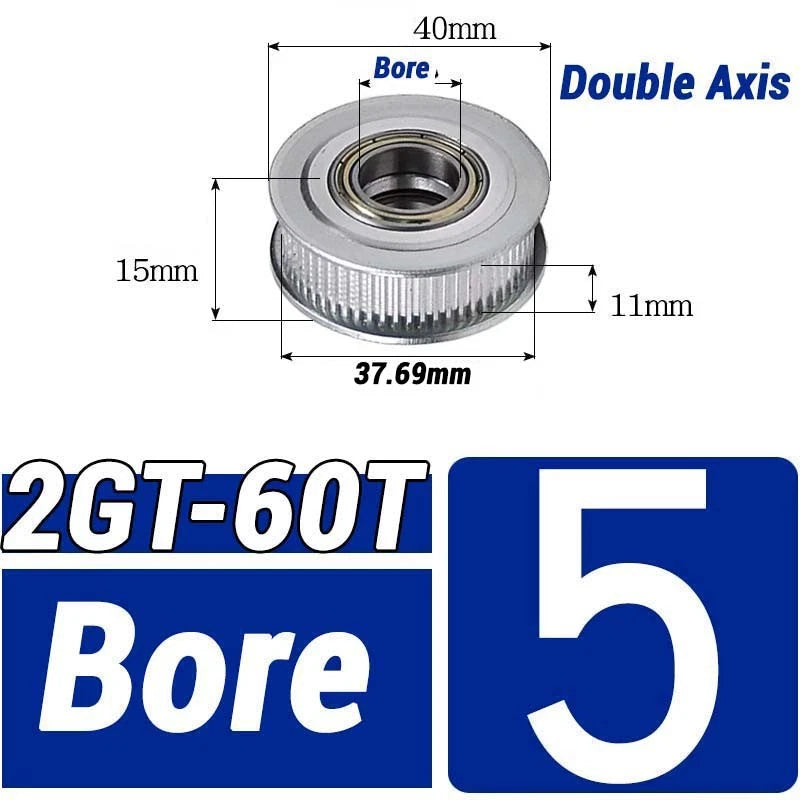 GT2 Timing Belt Pulley 16-100 Teeth 6-10mm Teeth Width Bore 3mm-25mm For 3D
