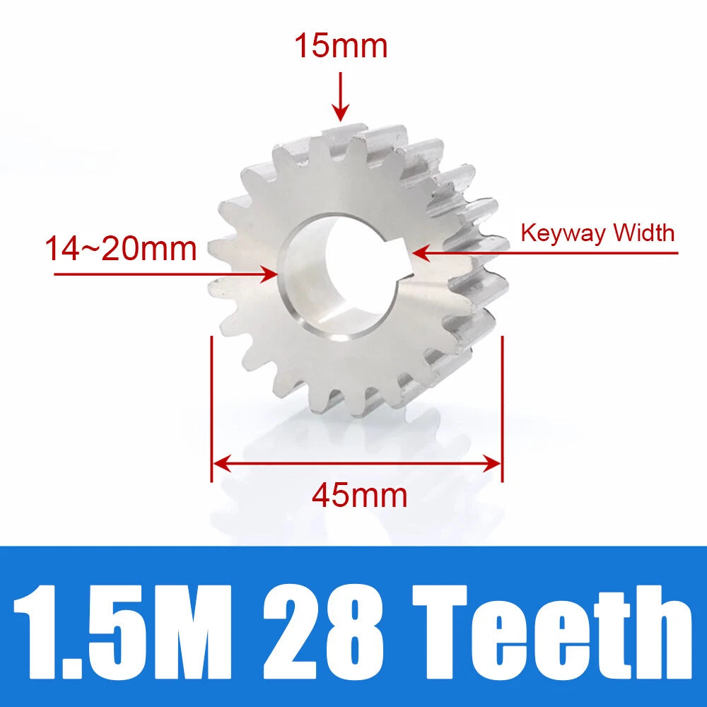 1/1.5/2 Mod 12~120 Teeth, Flat Gear Cylindrical Gear, Spur Gears Stainless Steel