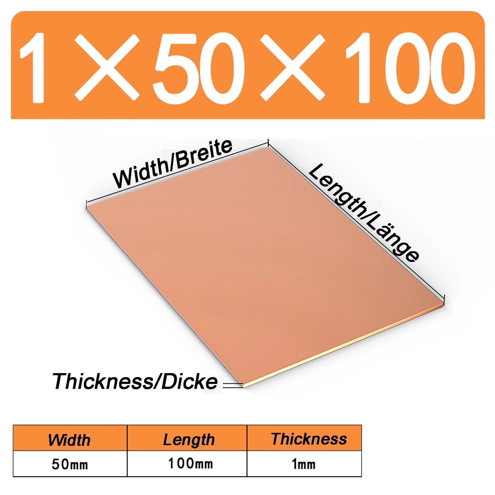 Natural Copper Sheet Metal guillotine cut - 0.3mm - 6.0mm - Multiple