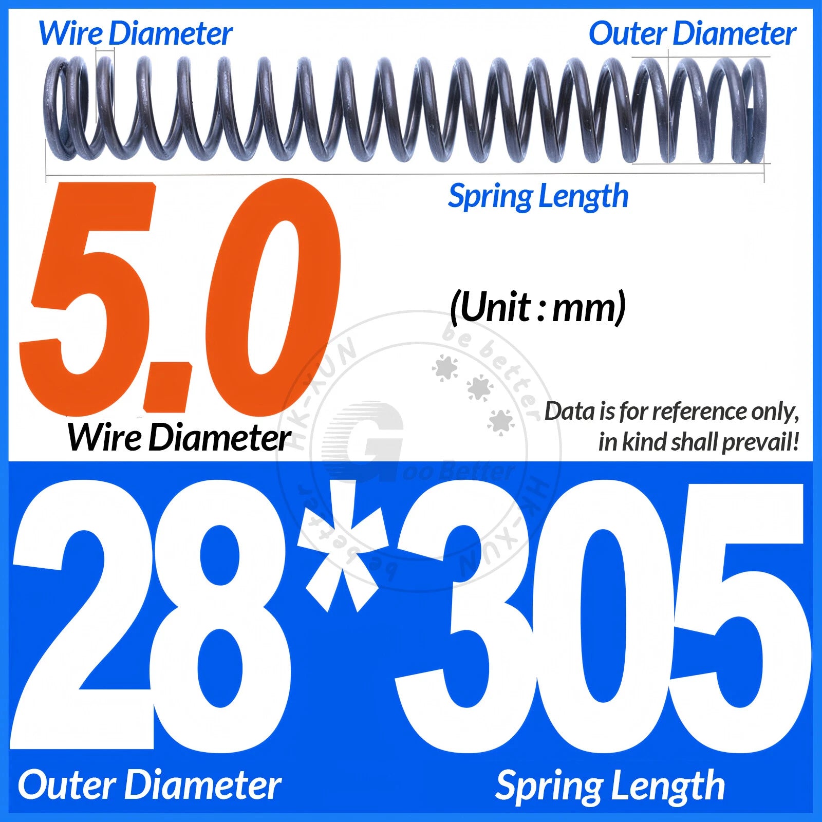 Length 305mm Compression Spring Pressure Springs OD 3-60mm Wire Dia 0.3mm-6.0mm