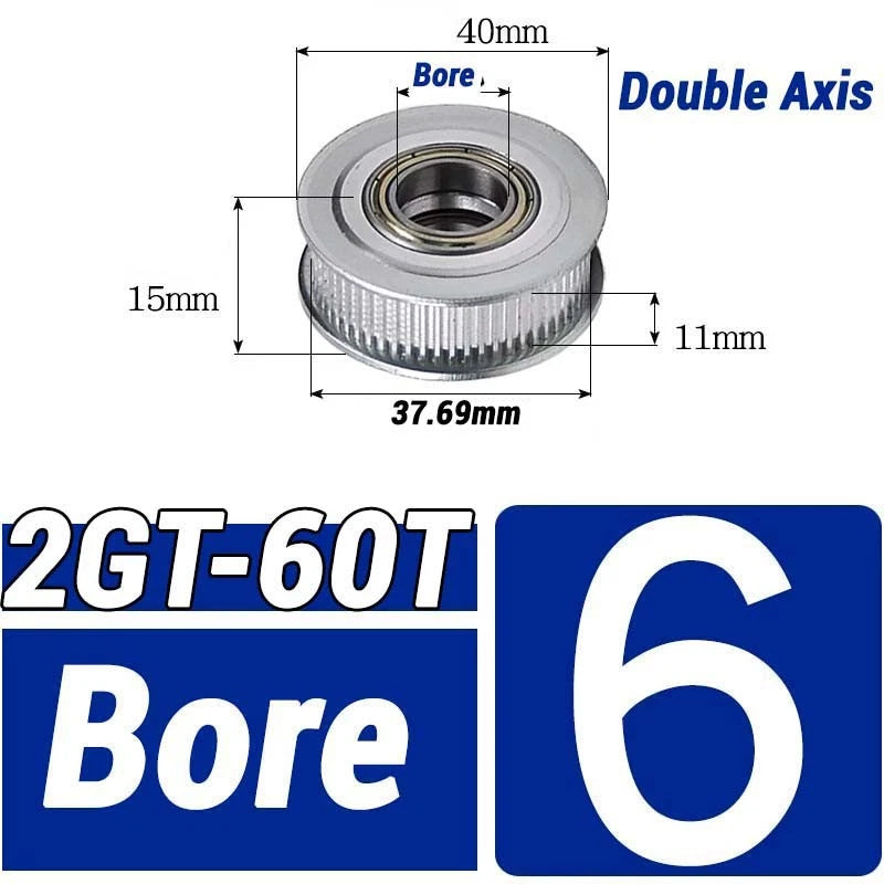 GT2 Timing Belt Pulley 16-100 Teeth 6-10mm Teeth Width Bore 3mm-25mm For 3D