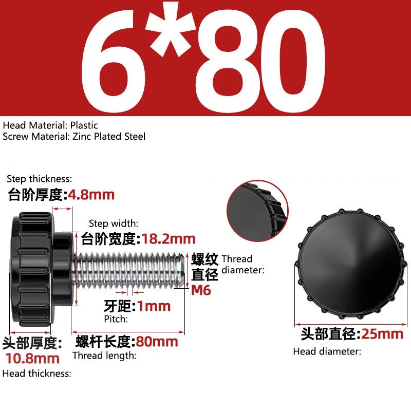 M3-M8 A2/304 Stainless Steel Plastic Knob Thumb Screws Hand Twist DIY Machinery