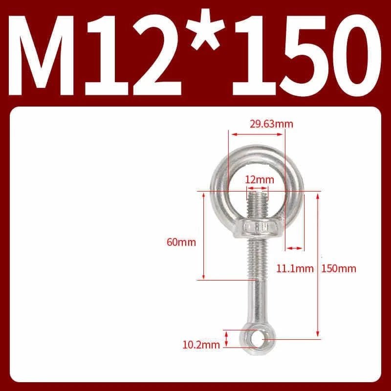 A2 Stainless Steel Eye Bolts with Nut — M5 M6 M8 M10 M12 Threaded Ring Screws - HomeDIYer