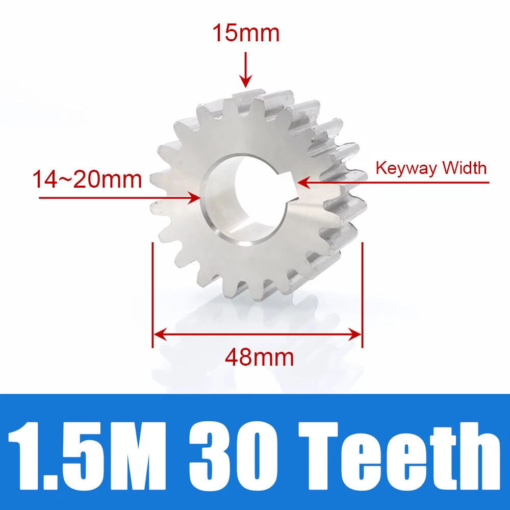 1/1.5/2 Mod 12~120 Teeth, Flat Gear Cylindrical Gear, Spur Gears Stainless Steel