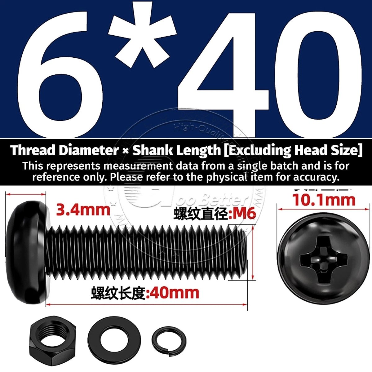 Black Phillips Pan Head Machine Screws with Washers — Metric M2 to M6 - HomeDIYer