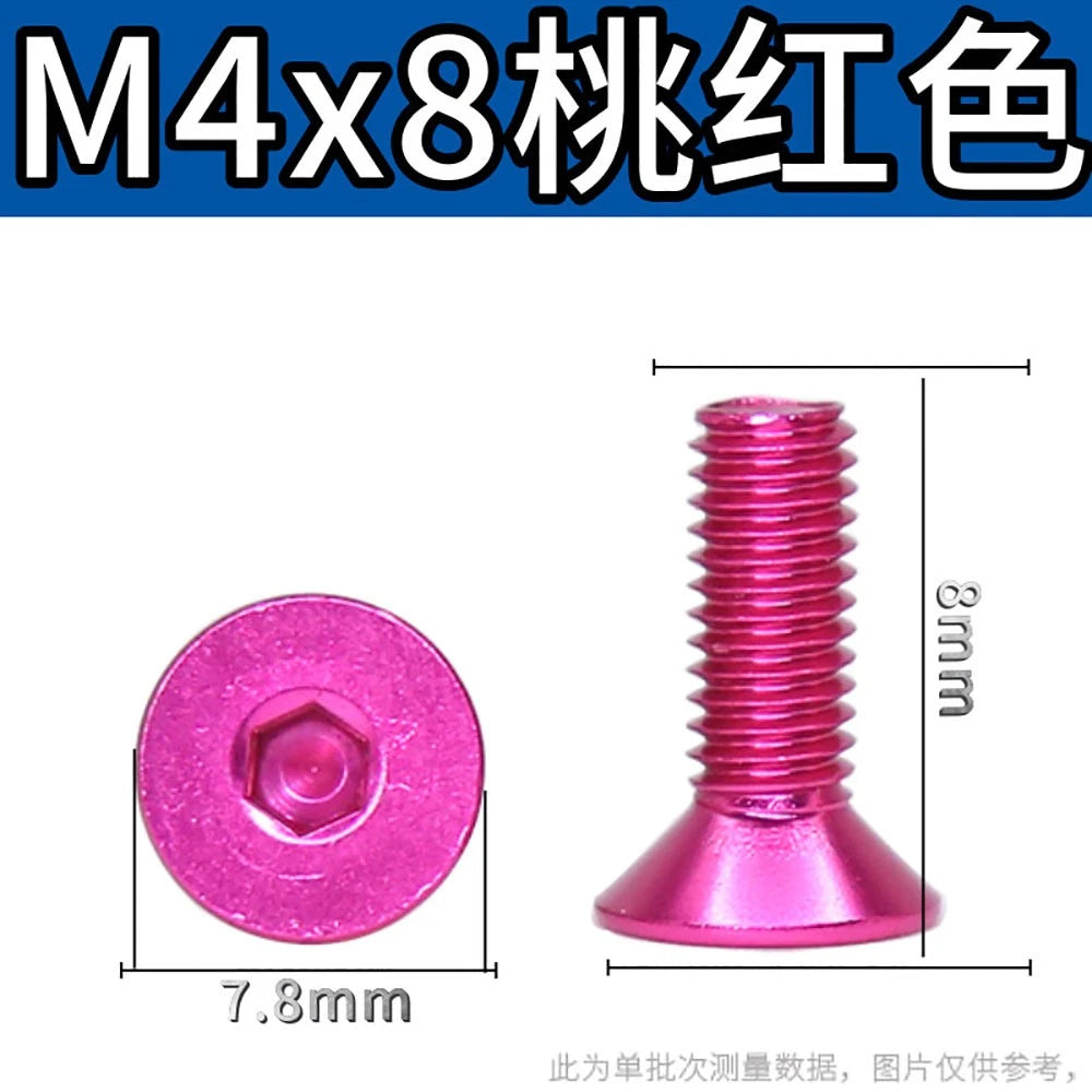 M3.5 / M4 Countersunk Hex Socket Screws — Anodized Aluminum Alloy, 10 Colors