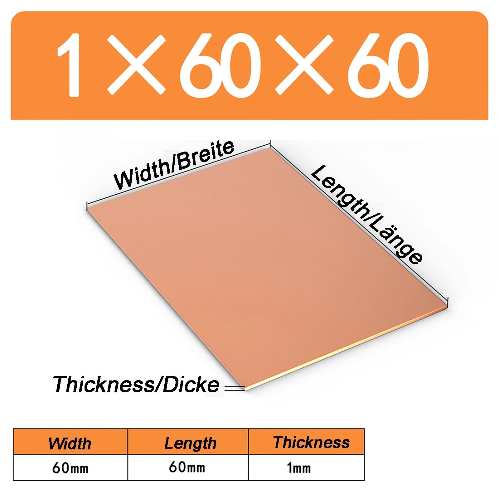 Natural Copper Sheet Metal guillotine cut - 0.3mm - 6.0mm - Multiple