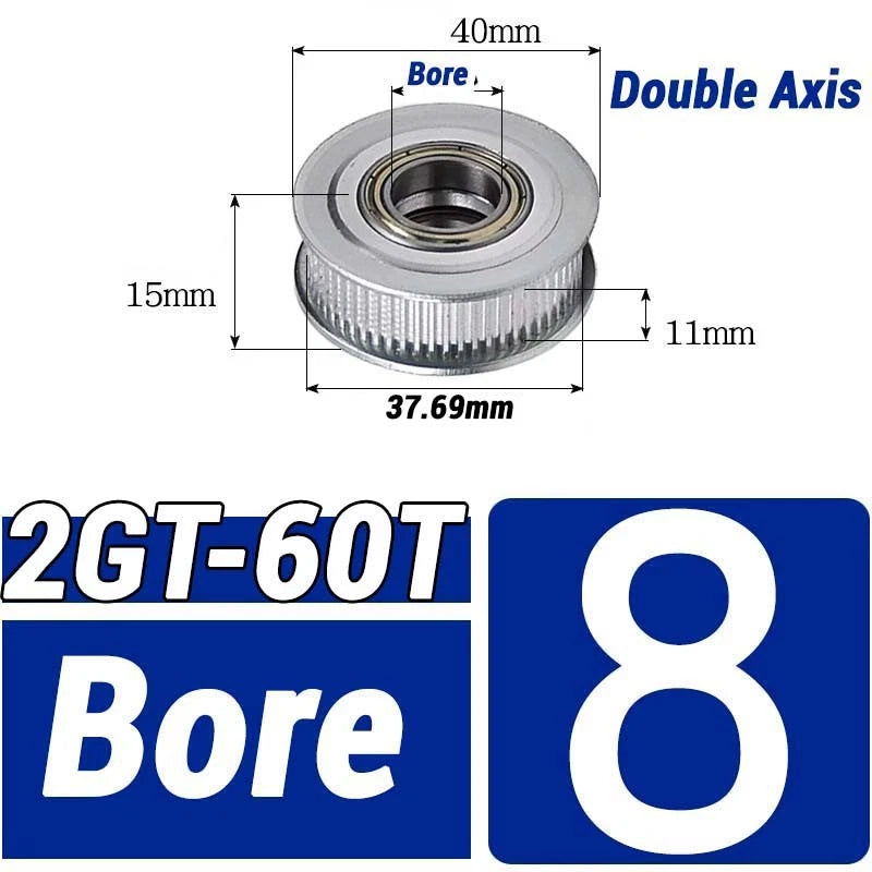 GT2 Timing Belt Pulley 16-100 Teeth 6-10mm Teeth Width Bore 3mm-25mm For 3D