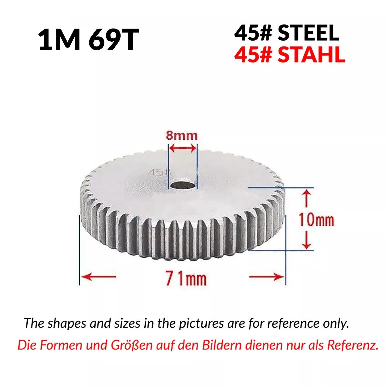 1/1.5/2 Mod 12T-150T Spur Gear 45# Steel Pinion Gear Thickn10-20mm Transmission