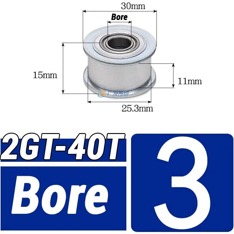 GT2 Timing Belt Pulley 16-100 Teeth 6-10mm Teeth Width Bore 3mm-25mm For 3D