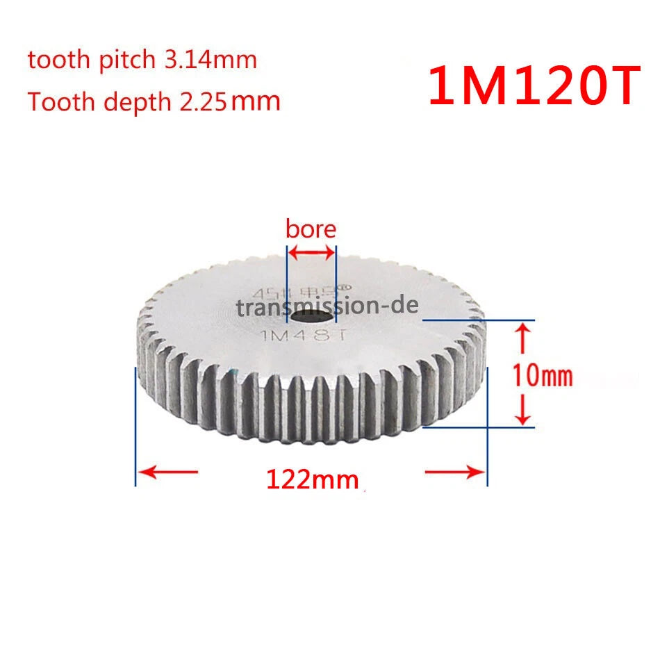 1 Mod 45# Steel Spur Gears Pinion Gear Thickness 10mm 12-160 Teeth For 3D CNC