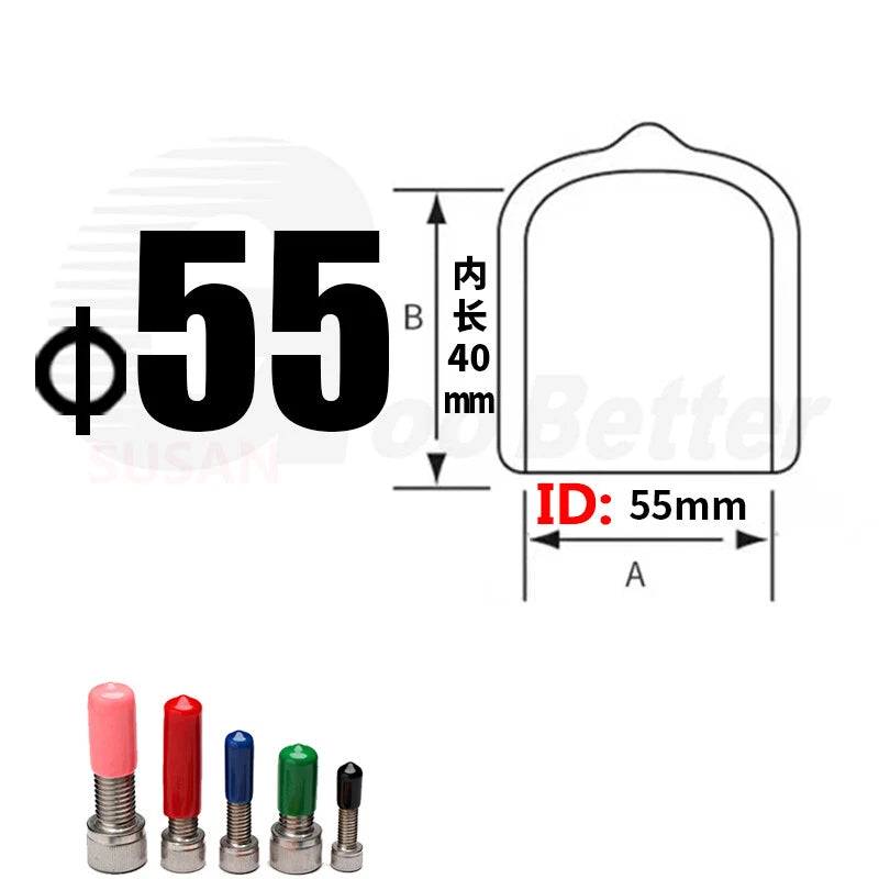 PVC End Caps for Screws, Bolts & Rods – Thread Protector Covers, 1.3–90mm, Black