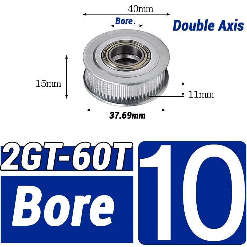 GT2 Timing Belt Pulley 16-100 Teeth 6-10mm Teeth Width Bore 3mm-25mm For 3D