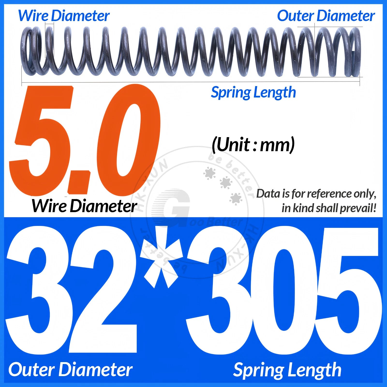Length 305mm Compression Spring Pressure Springs OD 3-60mm Wire Dia 0.3mm-6.0mm