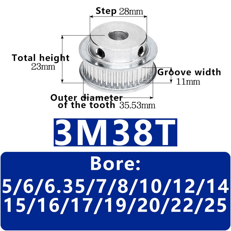 3M 20T~120T Synchronous Wheel Timing Belt Pulley With Step For 10 mm Width Belt
