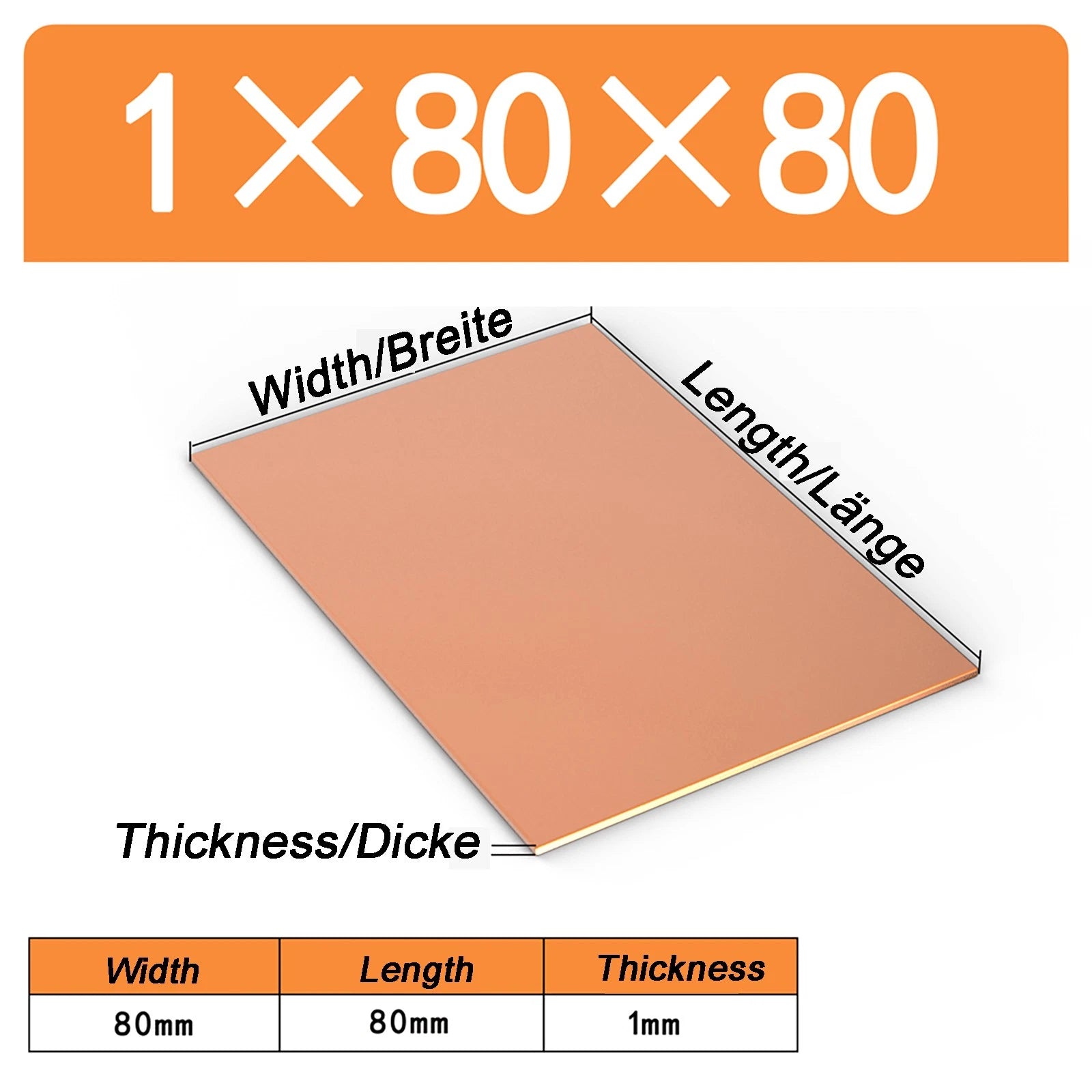Natural Copper Sheet Metal guillotine cut - 0.3mm - 6.0mm - Multiple