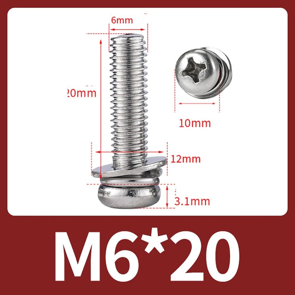 M2–M10 Phillips Button Head Machine Screws — 304 Stainless Steel - HomeDIYer