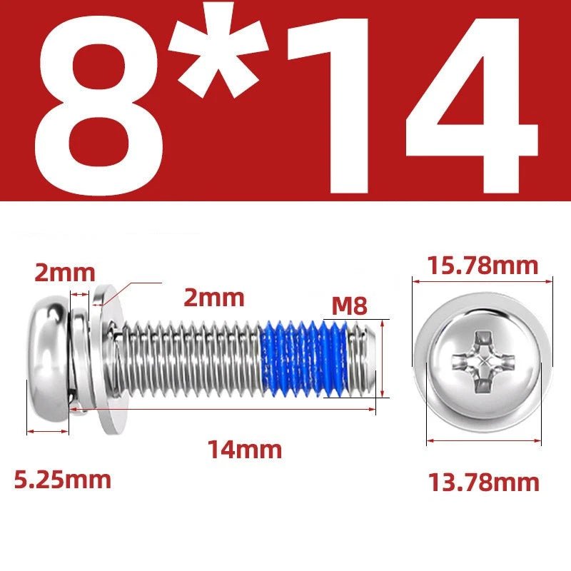 A2 Stainless Steel Phillips Pan Head Machine Screws with Flat & Spring Washers — M2 to M10 - HomeDIYer