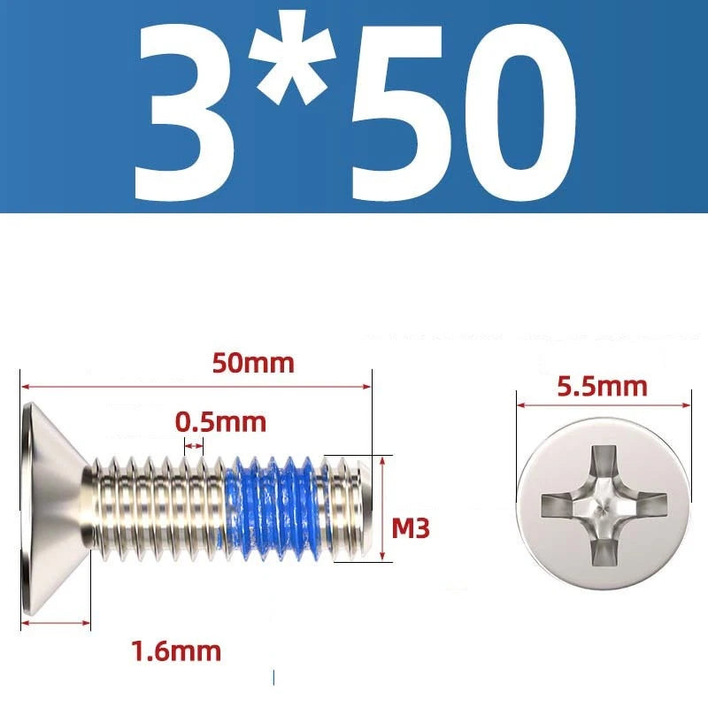 M1.2–M6 Phillips Flat Head Machine Screws | Carbon Steel | Black & Nickel Plated