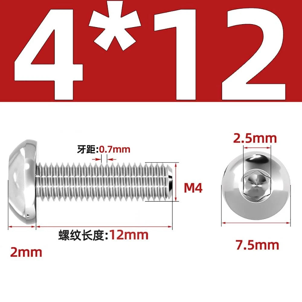 M1.6–M5 A2 Stainless Steel Button Head Socket Cap Screws – Round Pan Head, Hex Drive, Fully Threaded
