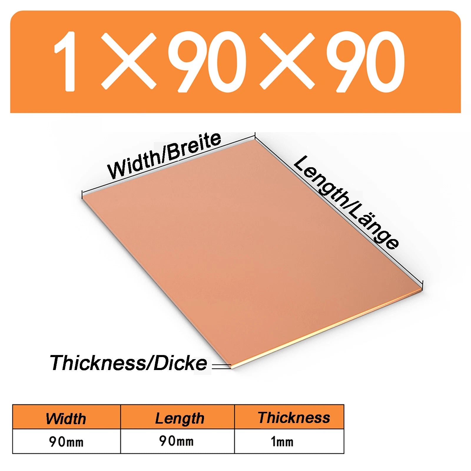 Natural Copper Sheet Metal guillotine cut - 0.3mm - 6.0mm - Multiple