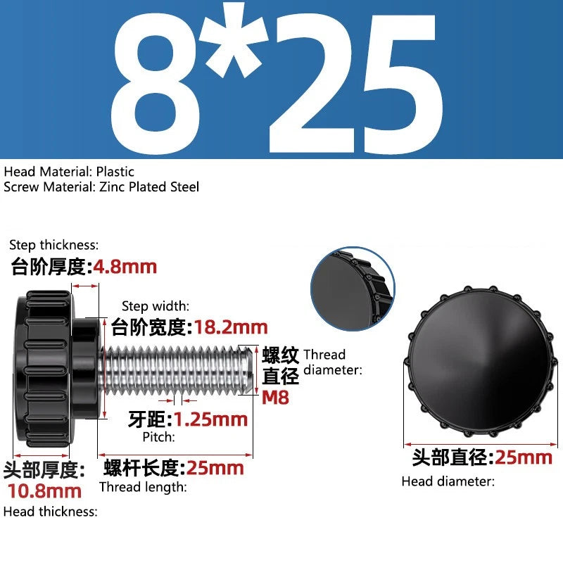 M3-M8 A2/304 Stainless Steel Plastic Knob Thumb Screws Hand Twist DIY Machinery