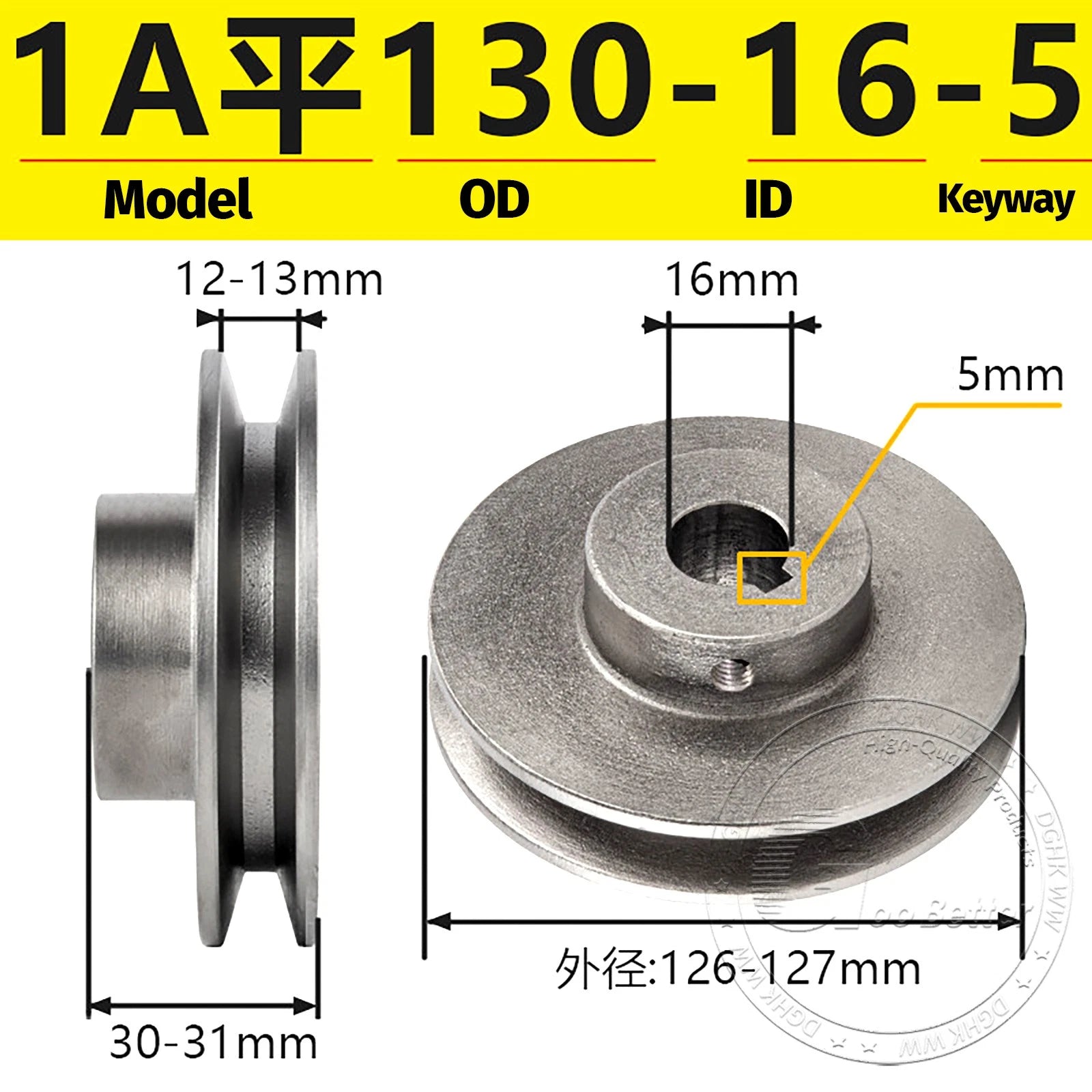 Cast Iron Drive Pulley Single Groove 1A Flat For A/V Belt Pulley OD 50mm-130mm