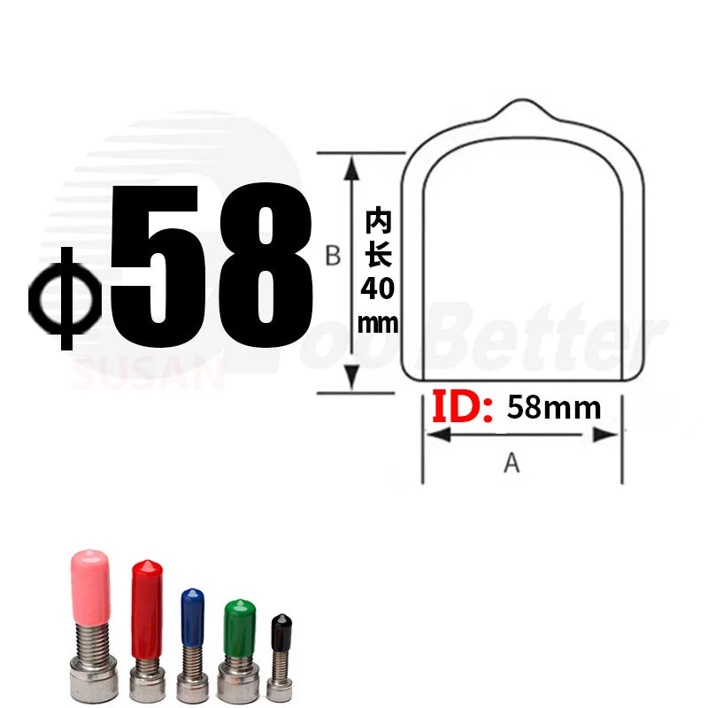 PVC End Caps for Screws, Bolts & Rods – Thread Protector Covers, 1.3–90mm, Black