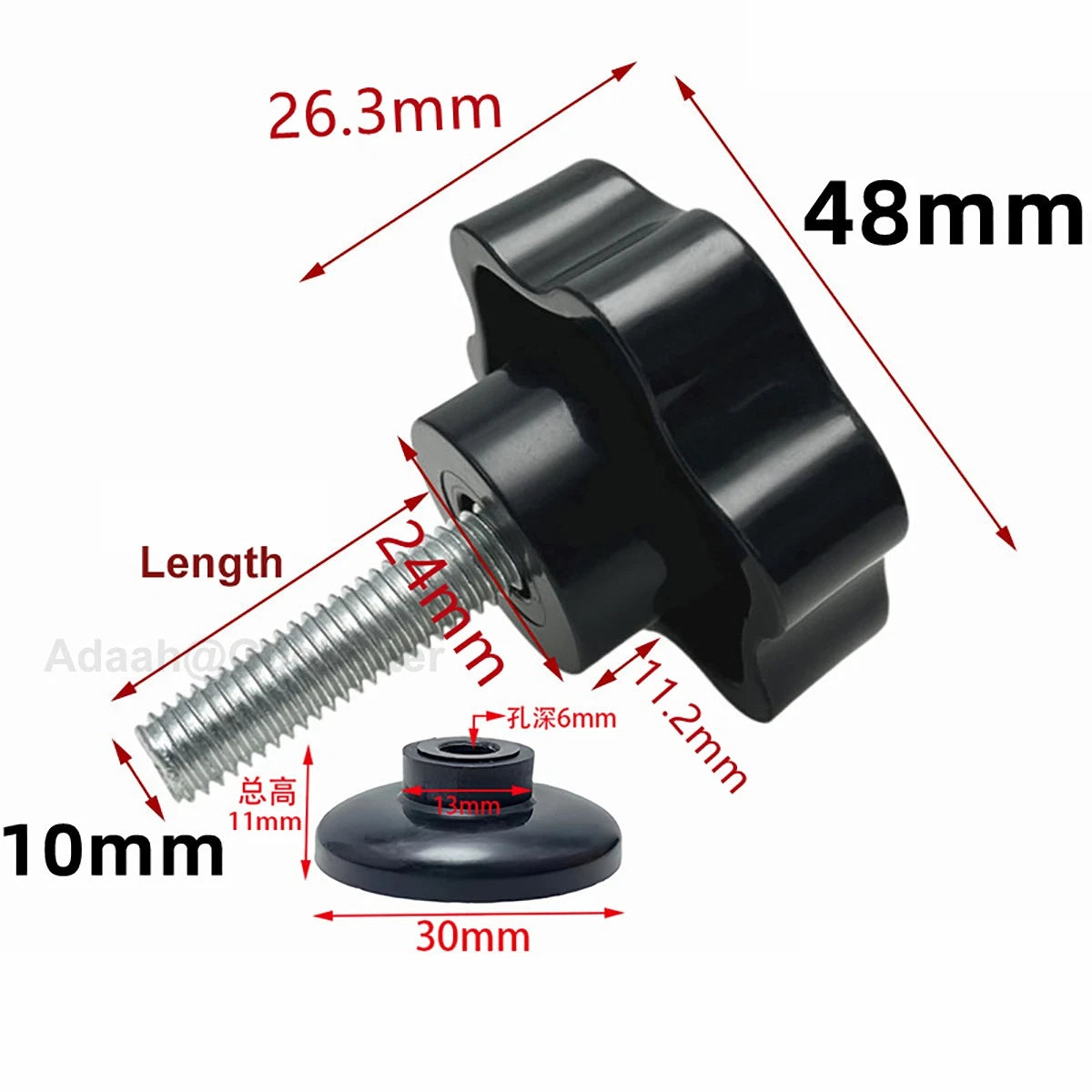 M6 M8 M10 Thumb Screws Hexalobular Star Disc Pressure Plate Hand Grip Knob Bolts