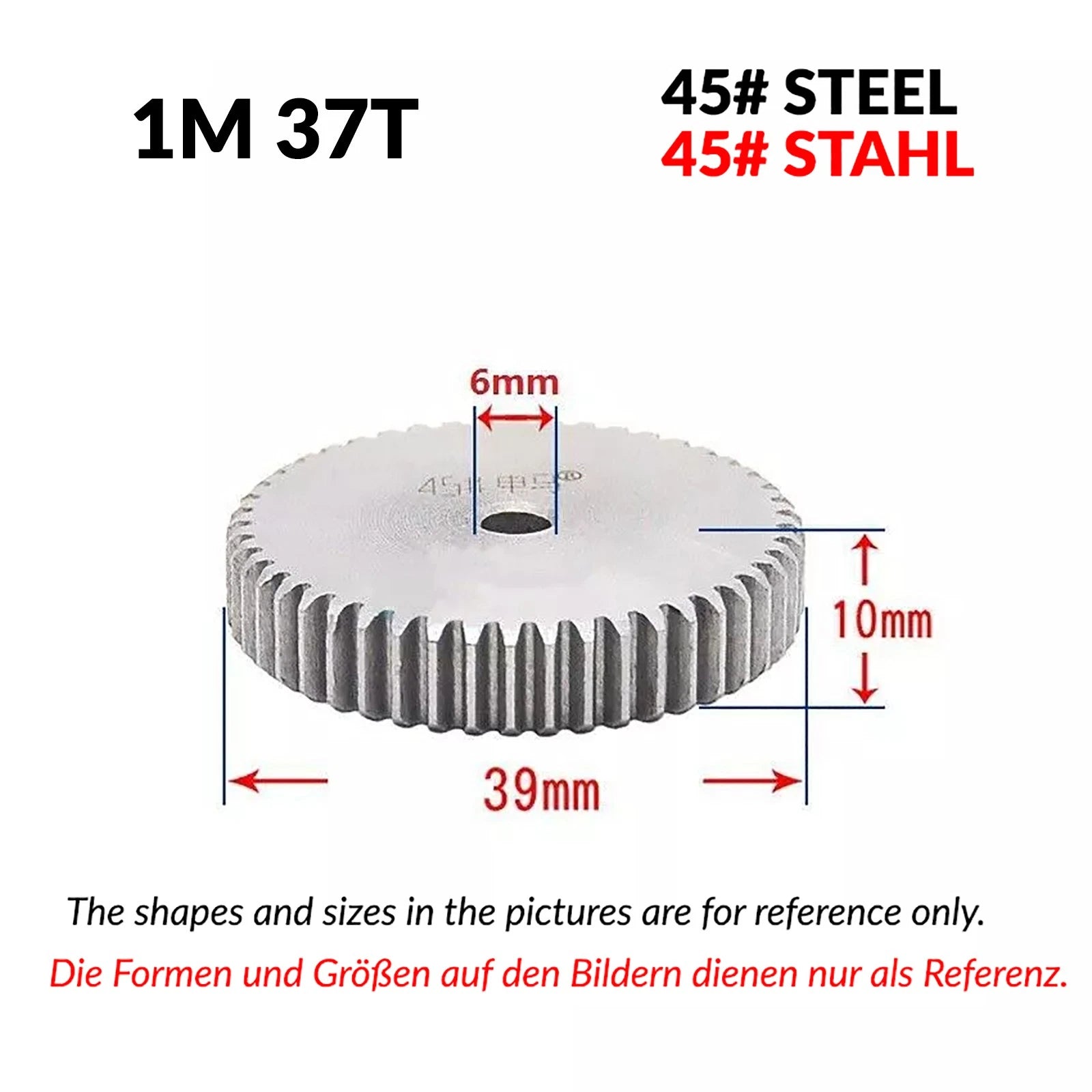 1/1.5/2 Mod 12T-150T Spur Gear 45# Steel Pinion Gear Thickn10-20mm Transmission