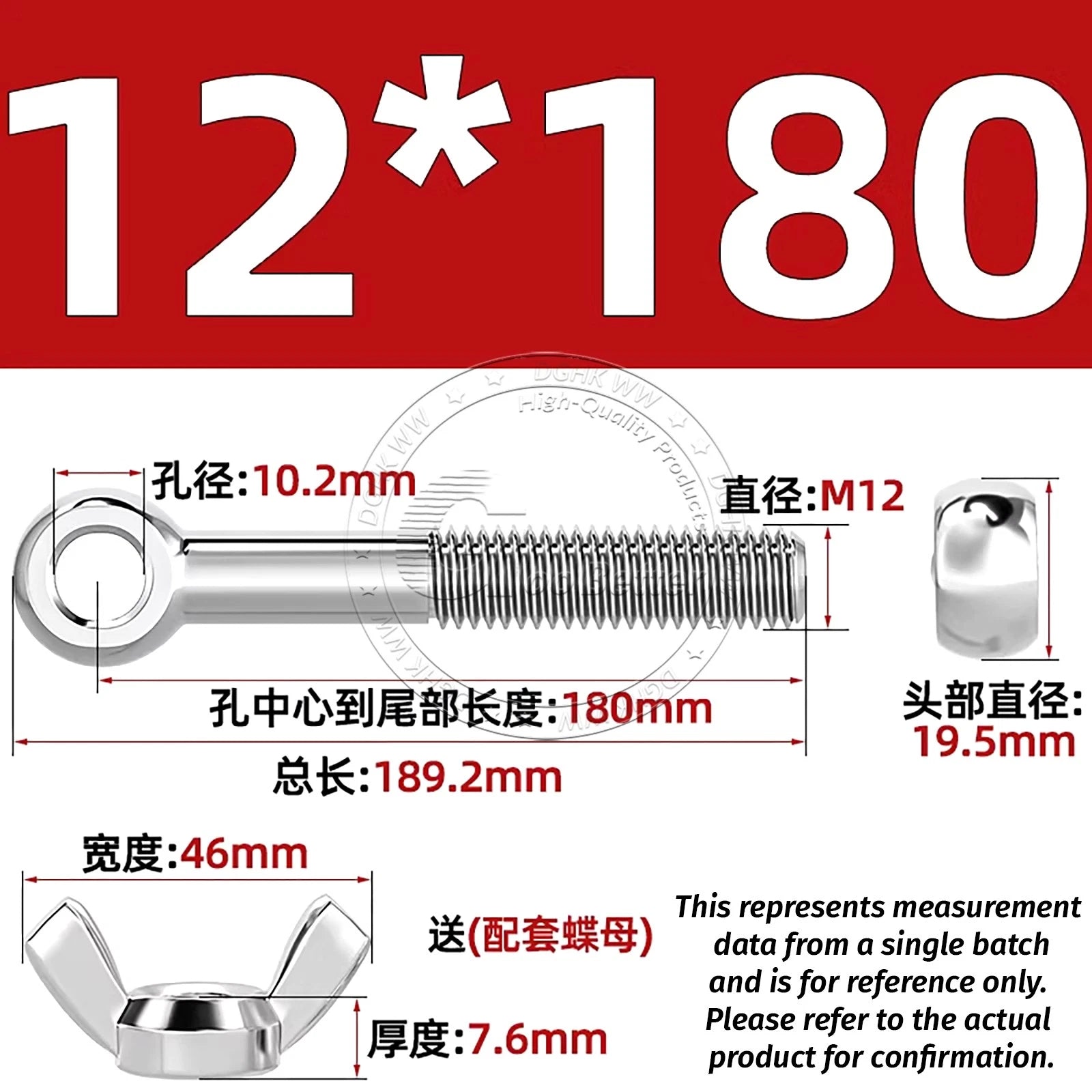 Eye Bolts with Nut — Forged Stainless Steel Threaded Ring Hanging Screws