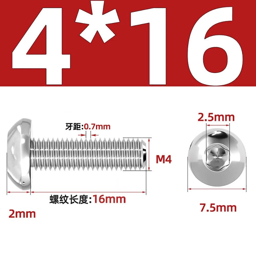 M1.6–M5 A2 Stainless Steel Button Head Socket Cap Screws – Round Pan Head, Hex Drive, Fully Threaded