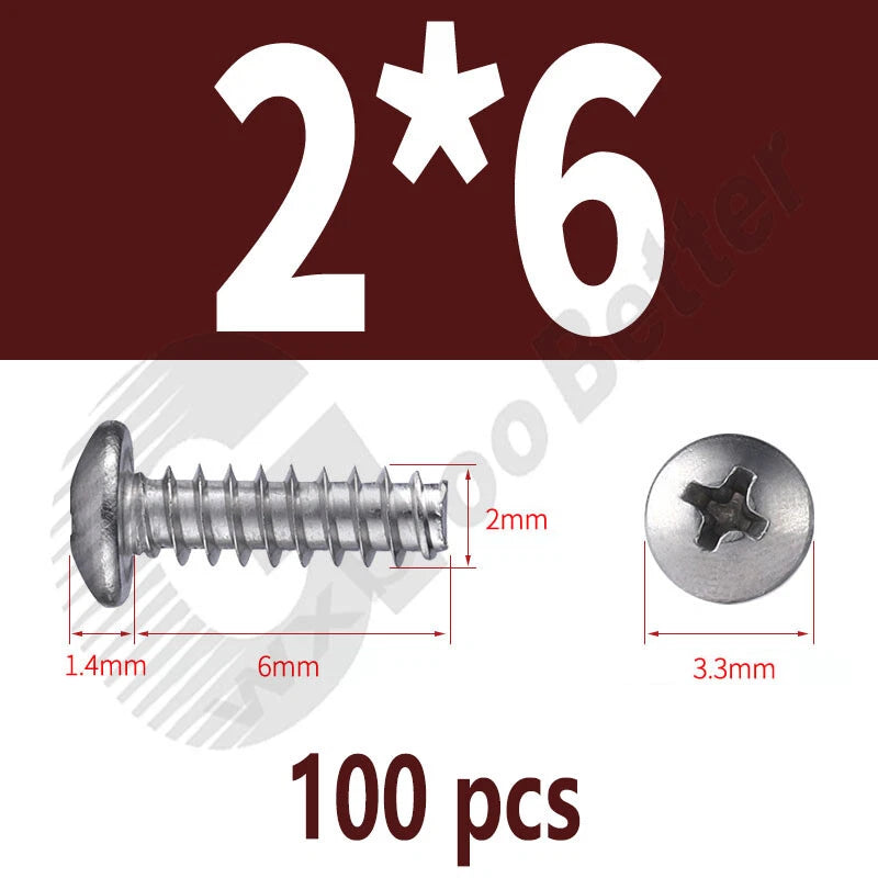 Pan Head Sheet Metal Screws Metric M1~M6 A2 Stainless Steel Sheet Metal Screws