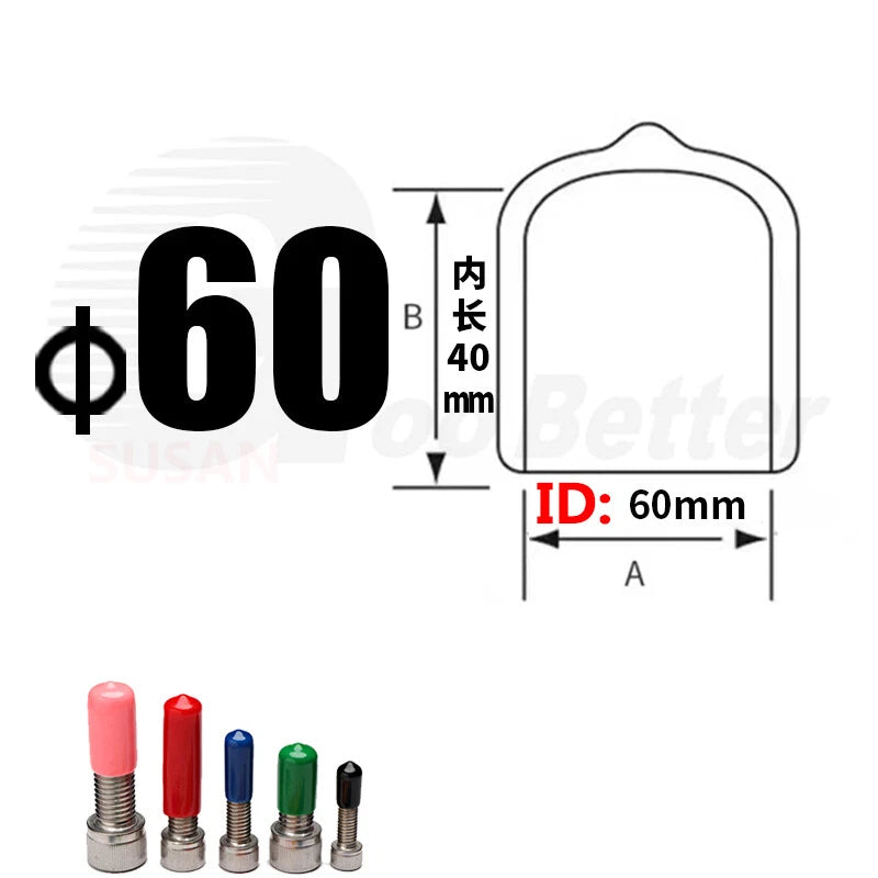PVC End Caps for Screws, Bolts & Rods – Thread Protector Covers, 1.3–90mm, Black