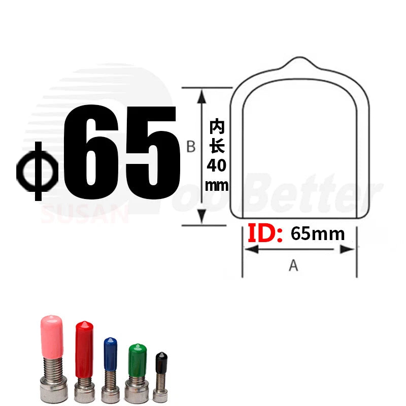 PVC End Caps for Screws, Bolts & Rods – Thread Protector Covers, 1.3–90mm, Black