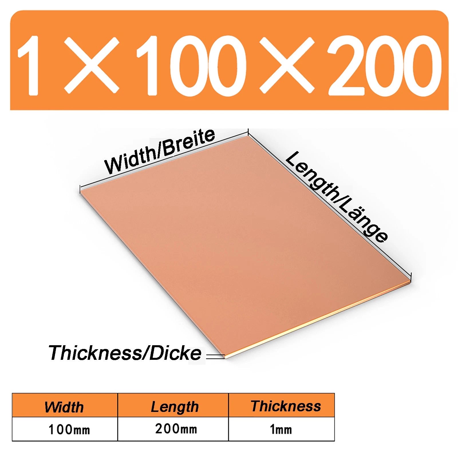 Natural Copper Sheet Metal guillotine cut - 0.3mm - 6.0mm - Multiple
