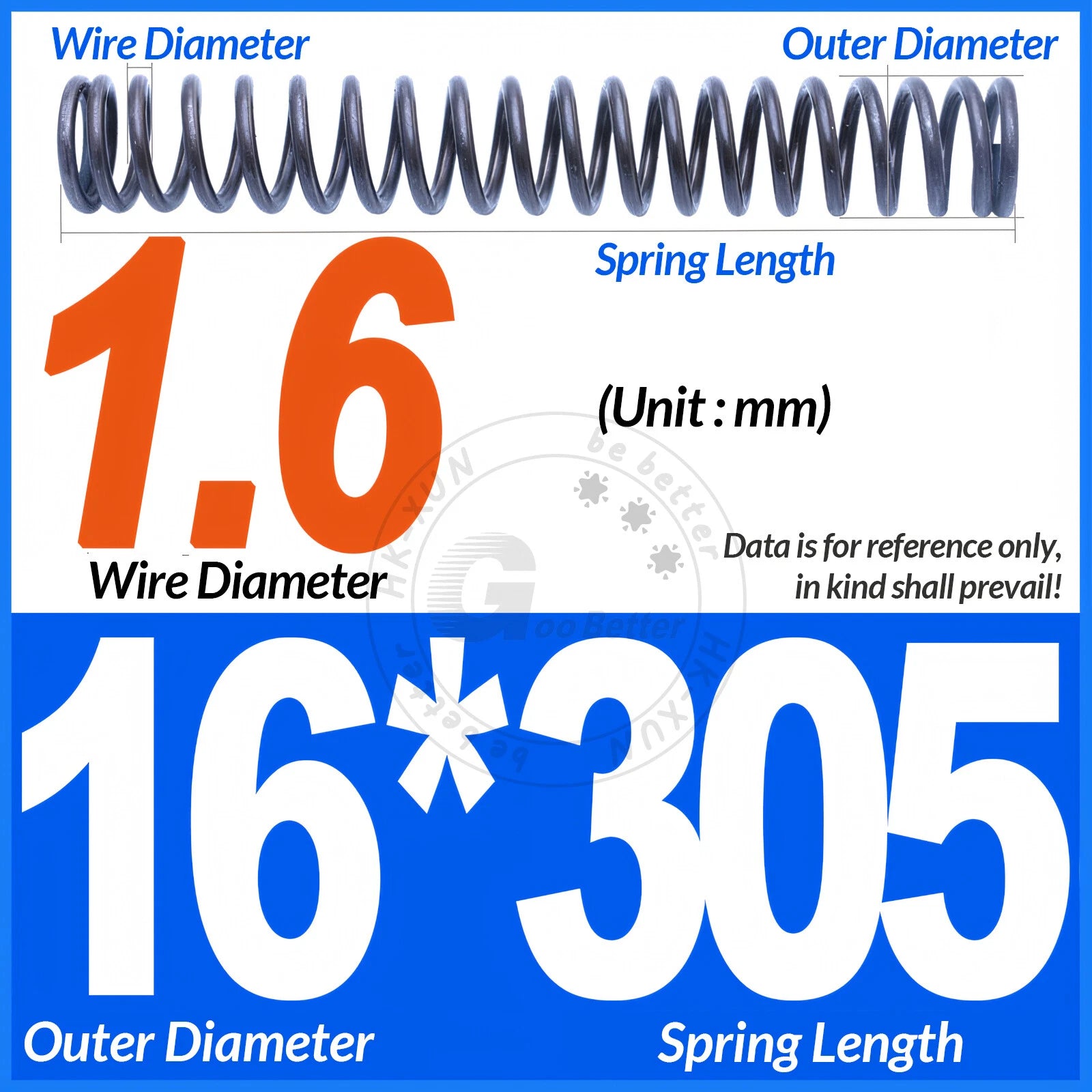 Length 305mm Compression Spring Pressure Springs OD 3-60mm Wire Dia 0.3mm-6.0mm