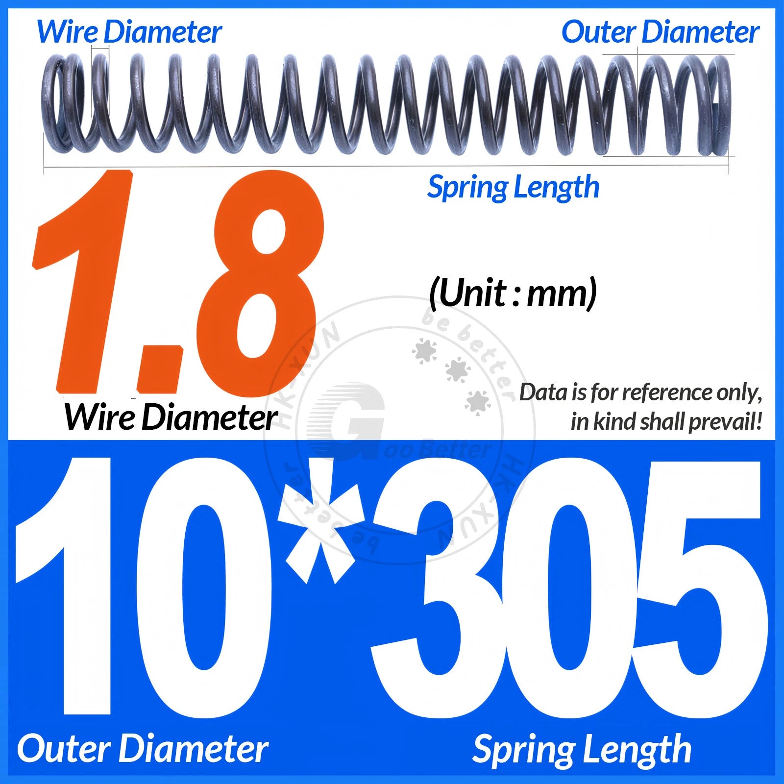 Length 305mm Compression Spring Pressure Springs OD 3-60mm Wire Dia 0.3mm-6.0mm