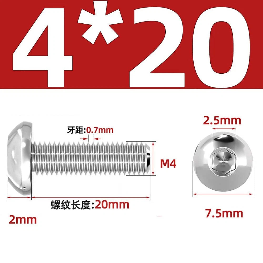 M1.6–M5 A2 Stainless Steel Button Head Socket Cap Screws – Round Pan Head, Hex Drive, Fully Threaded