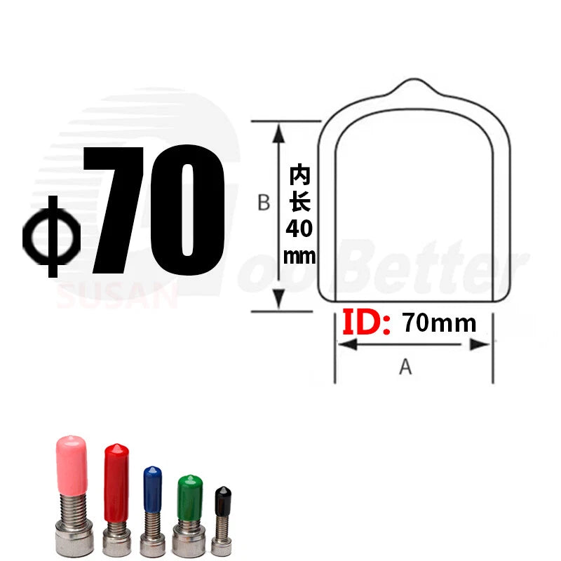 PVC End Caps for Screws, Bolts & Rods – Thread Protector Covers, 1.3–90mm, Black