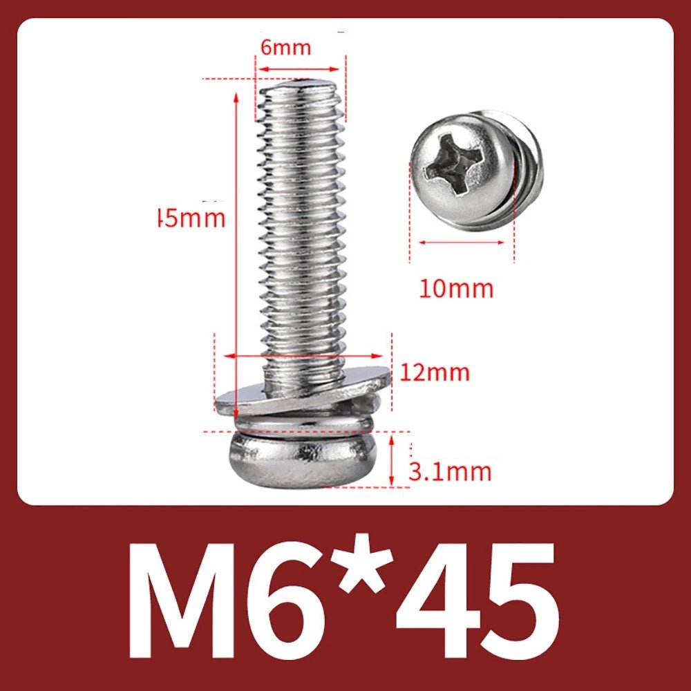 M2–M10 Phillips Button Head Machine Screws — 304 Stainless Steel - HomeDIYer