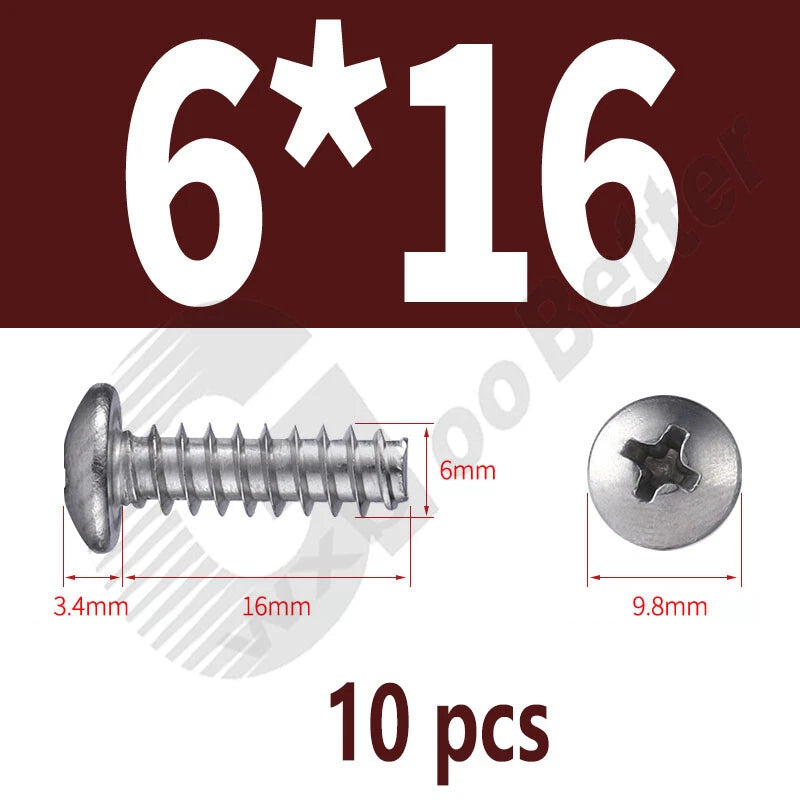 Pan Head Sheet Metal Screws Metric M1~M6 A2 Stainless Steel Sheet Metal Screws