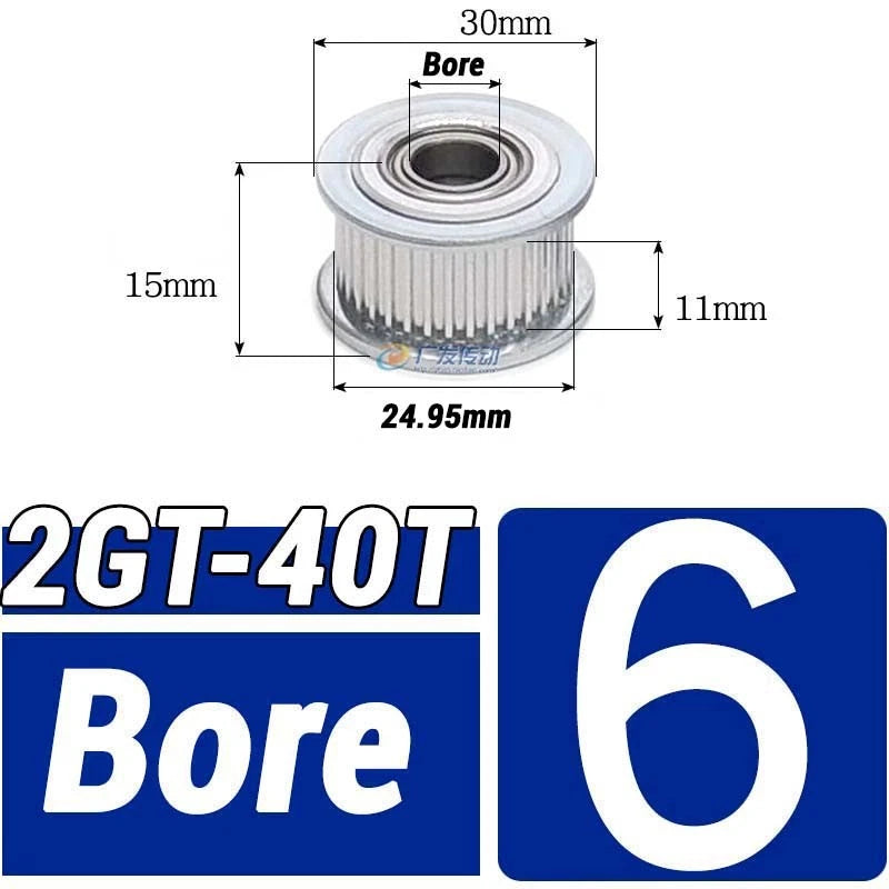 GT2 Timing Belt Pulley 16-100 Teeth 6-10mm Teeth Width Bore 3mm-25mm For 3D