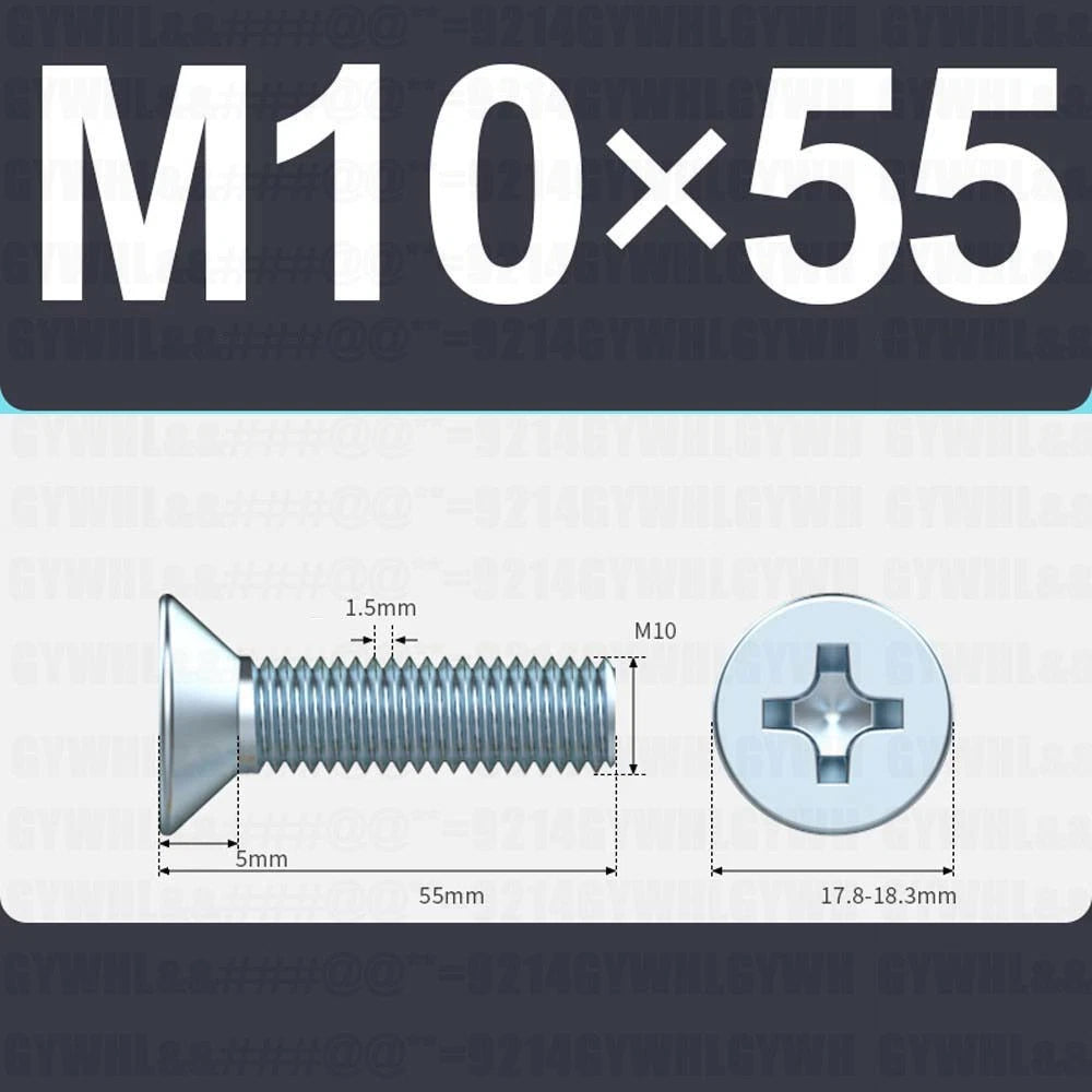 M3–M12 Zinc Plated Phillips Countersunk Machine Screws DIN 965 | Flat Head Bolts