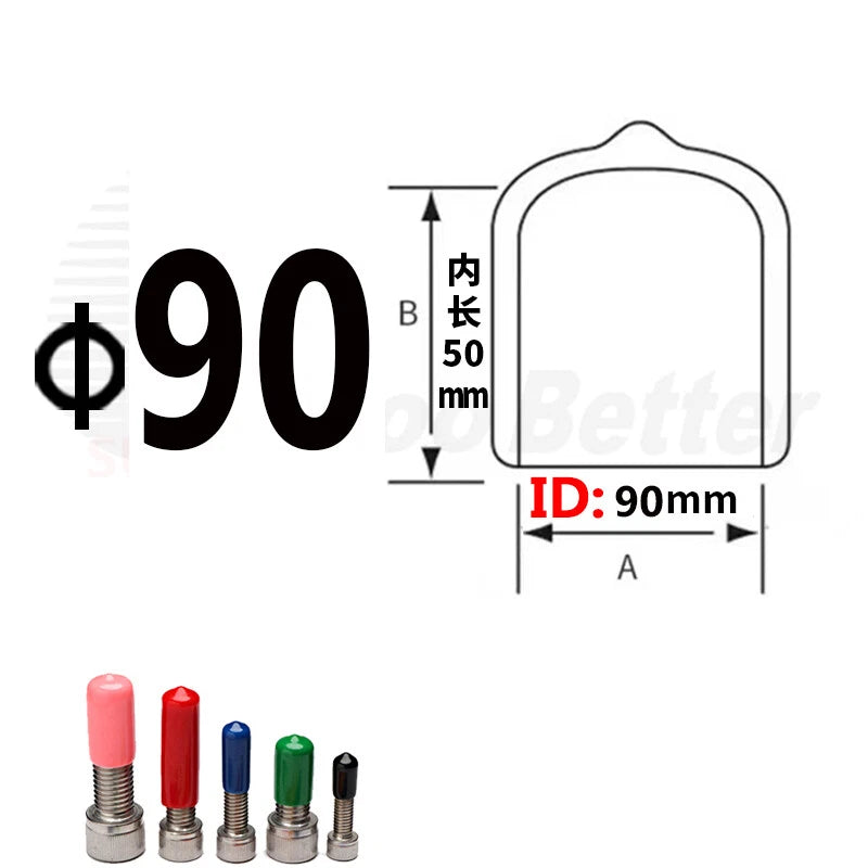 PVC End Caps for Screws, Bolts & Rods – Thread Protector Covers, 1.3–90mm, Black