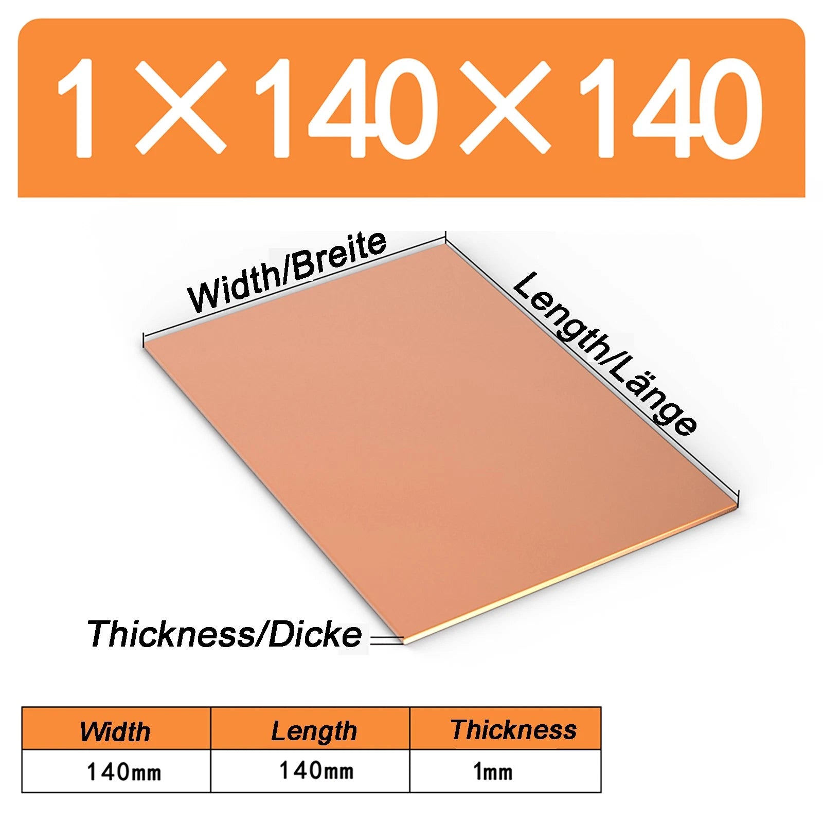Natural Copper Sheet Metal guillotine cut - 0.3mm - 6.0mm - Multiple
