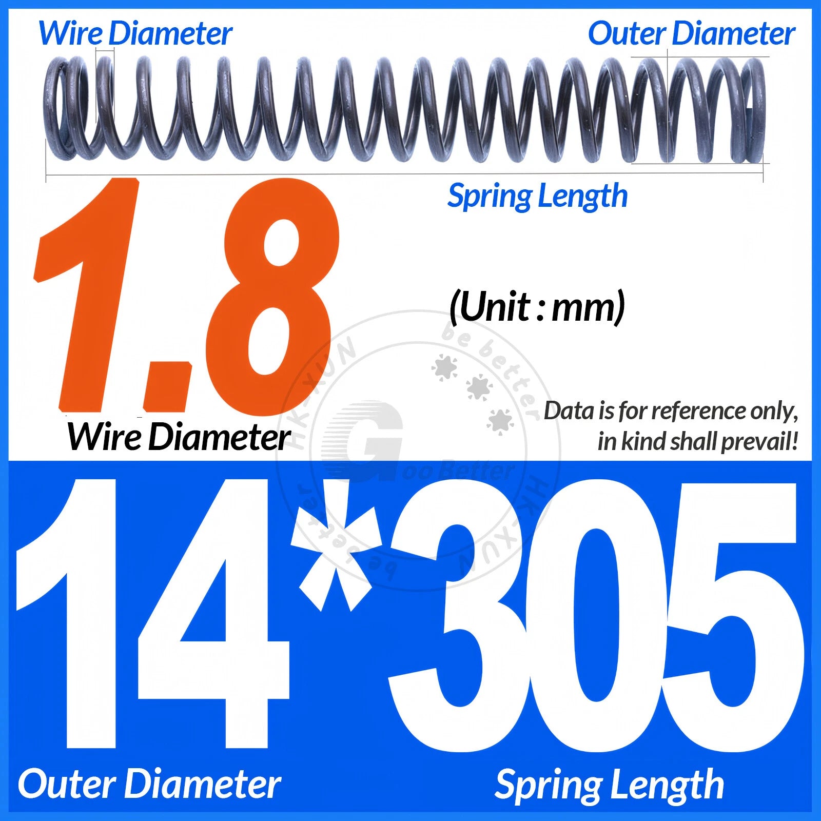 Length 305mm Compression Spring Pressure Springs OD 3-60mm Wire Dia 0.3mm-6.0mm