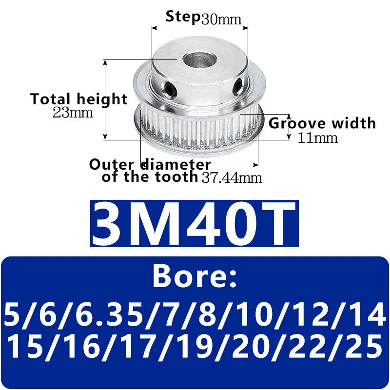 3M 20T~120T Synchronous Wheel Timing Belt Pulley With Step For 10 mm Width Belt