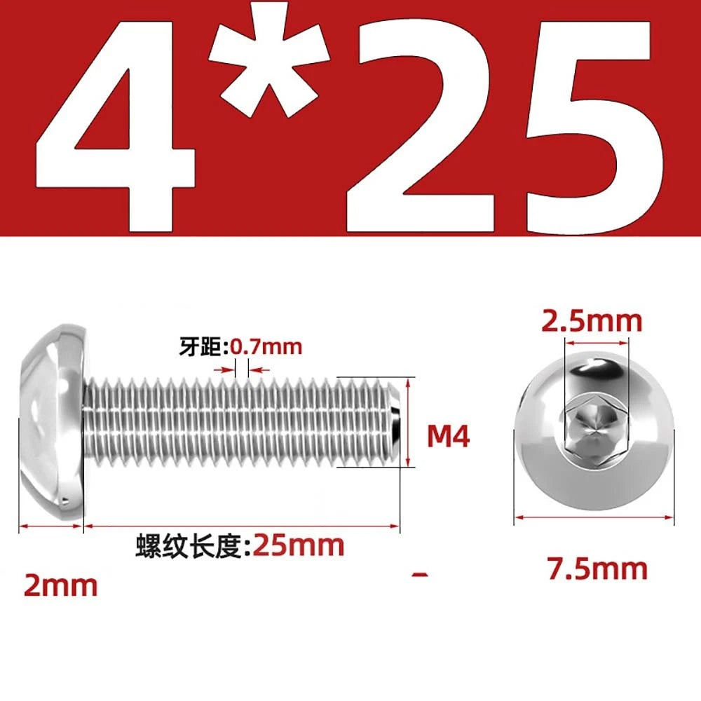 M1.6–M5 A2 Stainless Steel Button Head Socket Cap Screws – Round Pan Head, Hex Drive, Fully Threaded