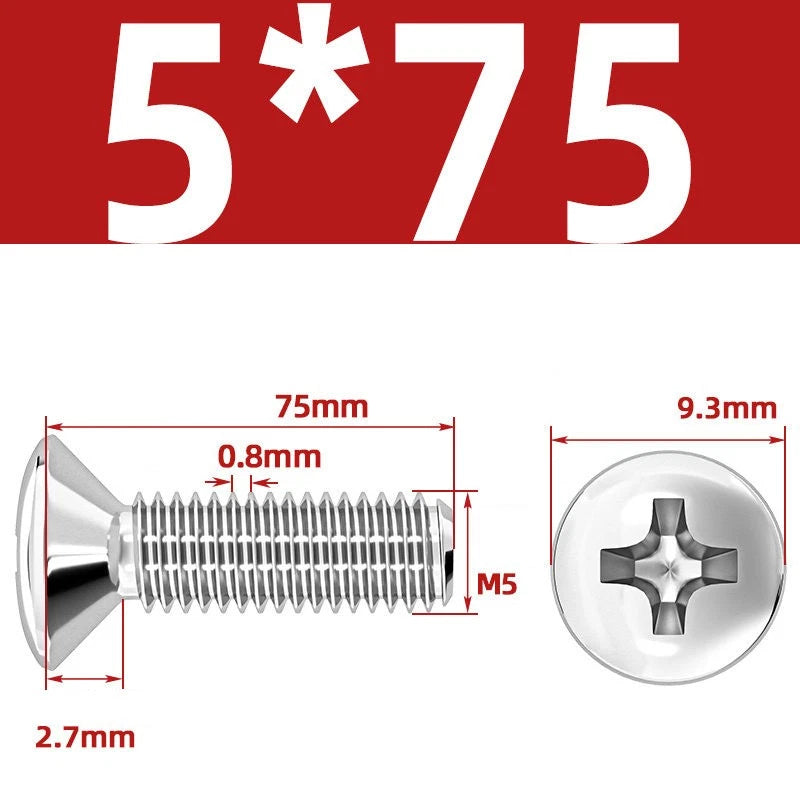 Phillips Oval Head Machine Screws Stainless Steel — M1.6 to M10, All Sizes